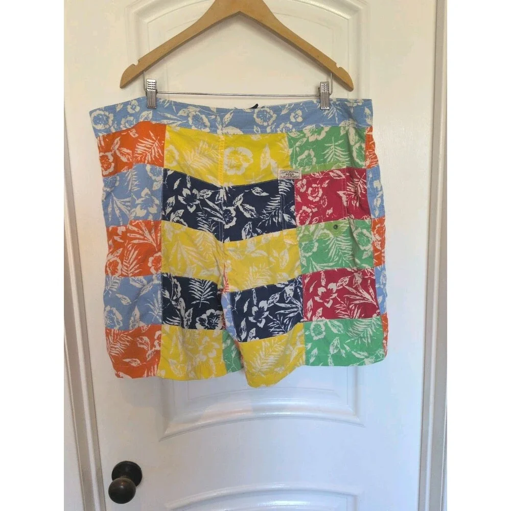 Ralph Lauren Polo Sport Men 40 Patchwork Floral Swim Trunks Shorts Color Block